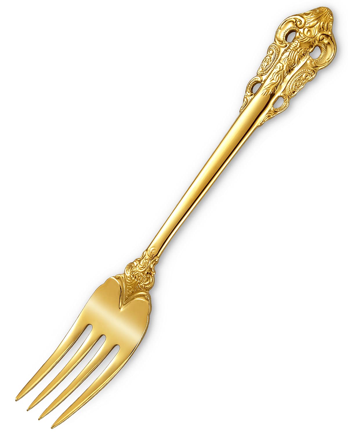 KEAWELL Gorgeous Salad Forks Dessert Forks Set  Set of 4  18/10 Stainless Steel  7 Inches  Dishwasher Safe  Mirror Polished  Silverware Fork Set  Gold Color